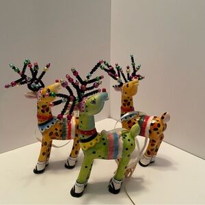 Appletree Design Babs Keller Deer Ornament Set Of 3 Christmas Ceramic